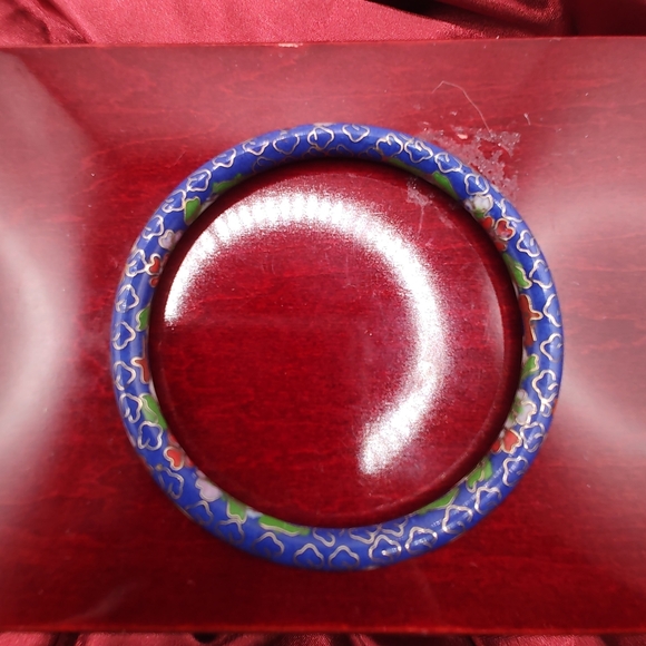 Beautiful Vintage Blue Cloisonne Bangle Size 7 and 3/4 - Picture 5 of 6